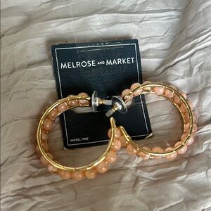 NEW! Melrose and Market Gold and Pink Hoop Earrings from Nordstrom